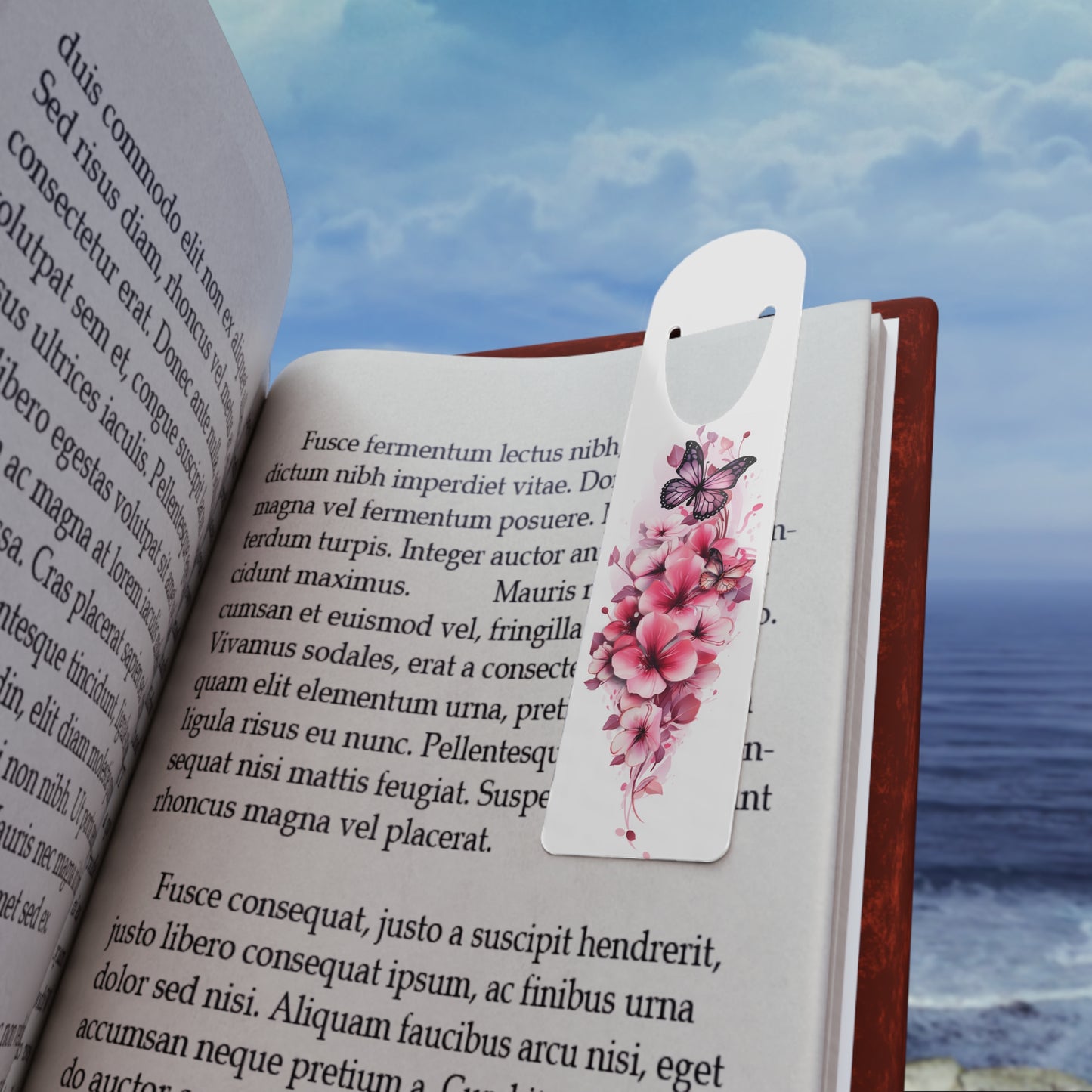 Elegant Aluminum Bookmark with Floral and Butterfly Design